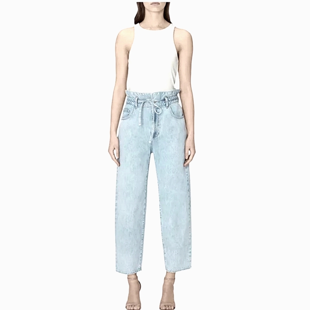 Nwot Seven For all Mankind Lightwash Paper Bag Balloon leg Highwaist Blue Jeans